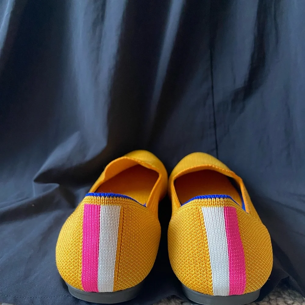 Rothys Lemon Drop 6.5 Retired Color Lemonade Flats Slip On Washable Yellow Pink - Picture 2 of 9